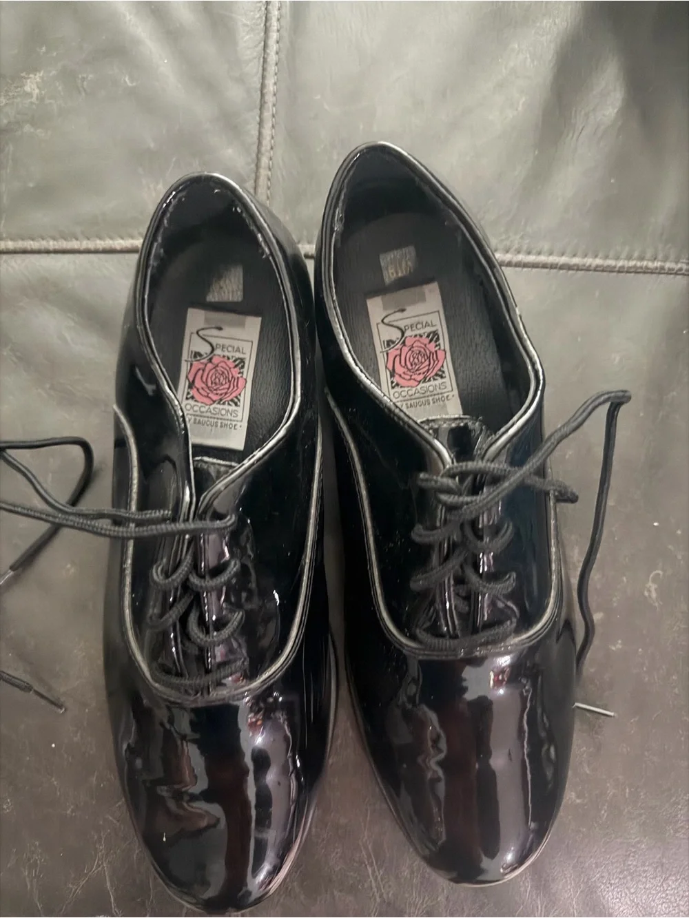 Men’s Black Patent Lace-Up Dress Shoes